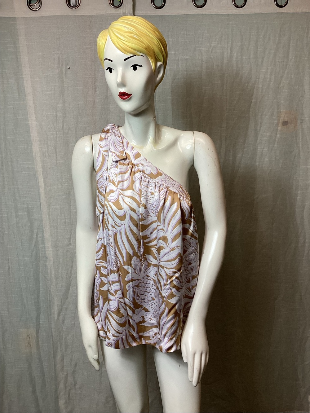 NWT Lilly Pulitzer Bexler “Rattan Bon Vivants” One-shoulder Top; Size: 14
